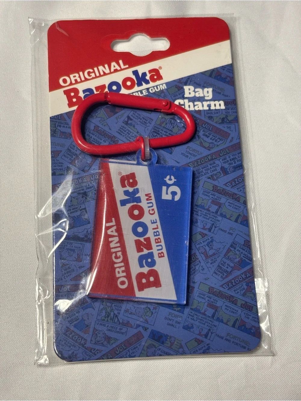 New Bazooka Bubble Gum Bag Charm - Red, White & Blue